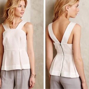 Maeve Anthropologie Sleeveless Peplum Tank Top Boho Feminine Summer Size 8